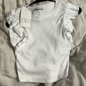 NEW WITH TAG ZARA cropped tank ruffle sleeve